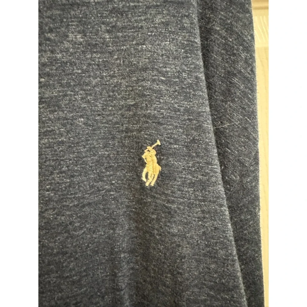 POLO RALPH‎ LAUREN CREW T-SHIRT 2XL NAVY BLUE LONG SLEEVE White PONY